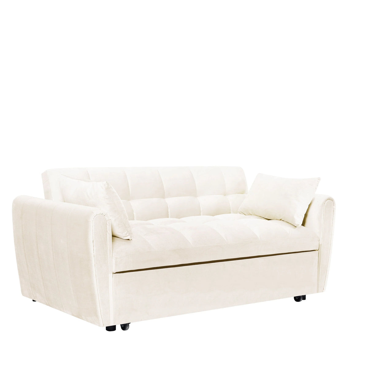 64,96 Canapé-lit convertible 3-en-1 en velours avec dossier réglable, poche de rangement et capacité de poids de 227 kg