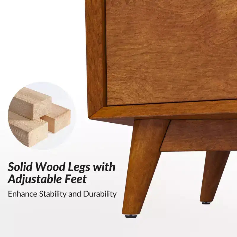 6-Drawer Dresser with Adjustable Feet, Mid-Century Modern Style, MDF Frame