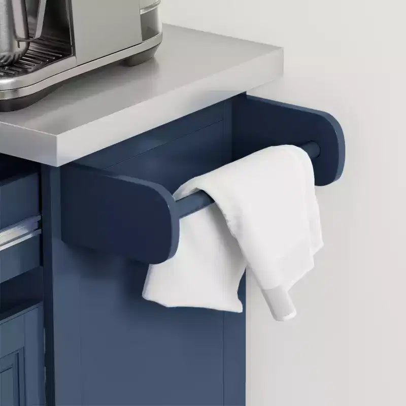Rolling Kitchen Cart on Wheels with Stainless Steel Top, 2 Drawers, Spice, Knife and Towel Rack