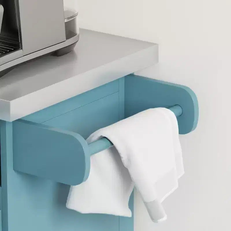 Rolling Kitchen Cart on Wheels with Stainless Steel Top, 2 Drawers, Spice, Knife and Towel Rack