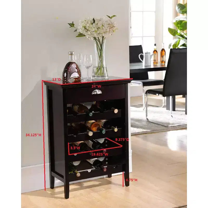 Wood Buffet Wine Rack Cabinet with Drawer, Dark Cherry
