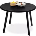 35.5in Mid-Century Modern Round Dining Table with Steel Legs and Adjustable Feet