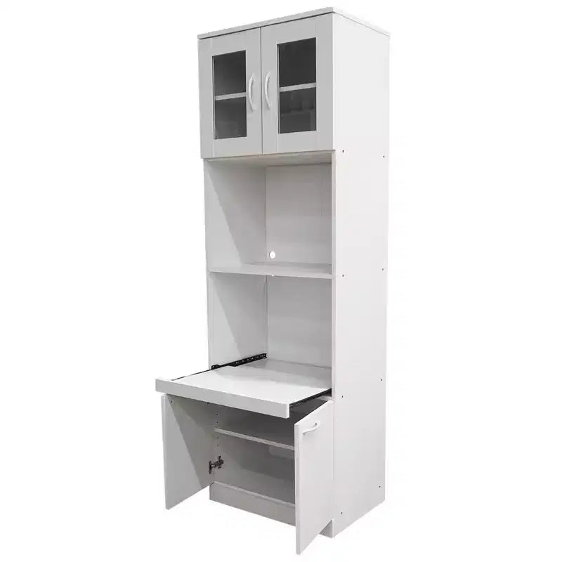 Tall Kitchen Pantry & Microwave Storage Cabinet, White