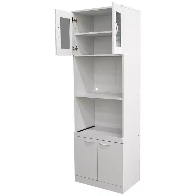 Tall Kitchen Pantry & Microwave Storage Cabinet, White