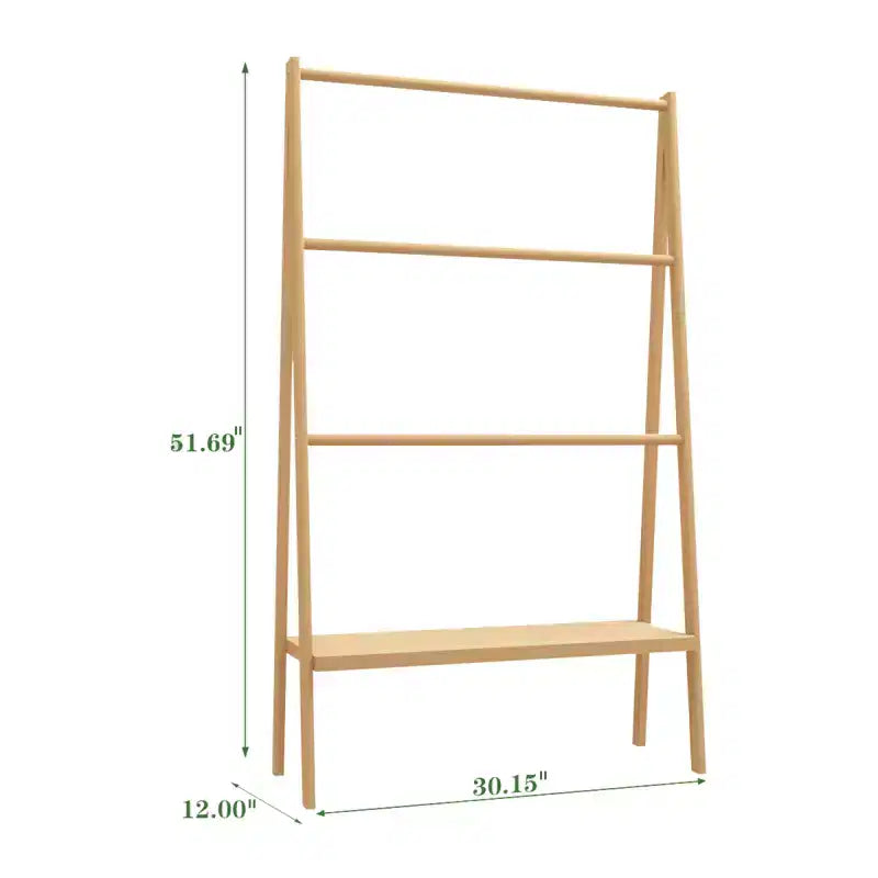 Bamboo Ladder Towel Rack with Storage Shelf, Freestanding Drying Stand for Bathroom & Bedroom