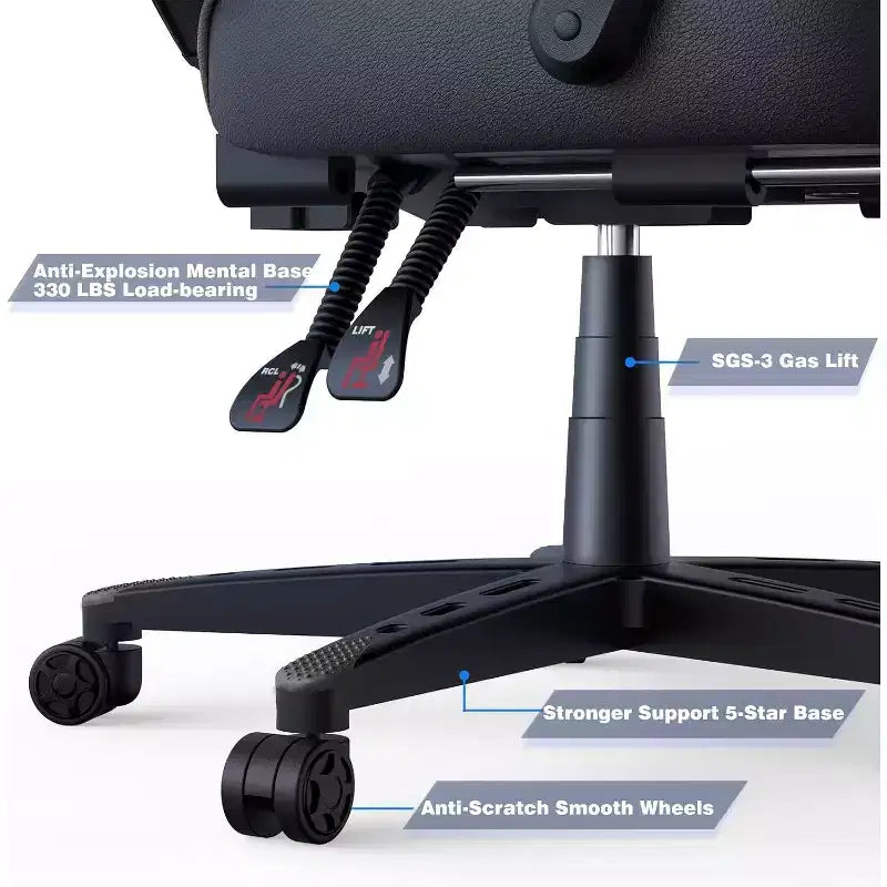 Gaming Chair with Footrest and Lumbar Support, Breathable Computer Chair with Pocket Spring Cushion