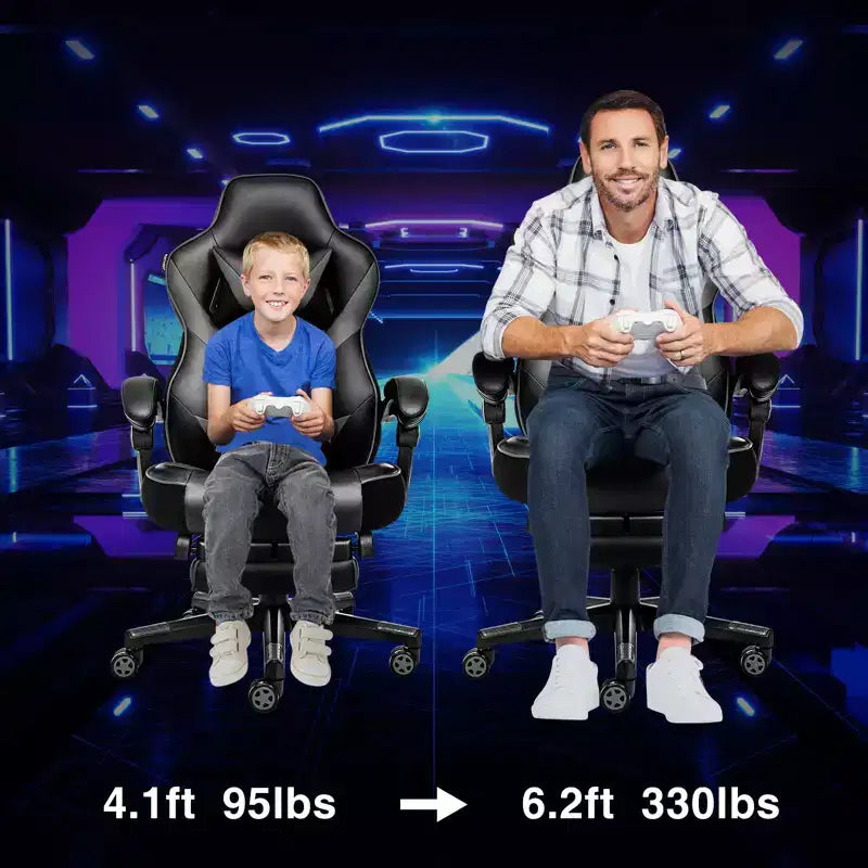 Gaming Chair with Footrest and Lumbar Support, Breathable Computer Chair with Pocket Spring Cushion