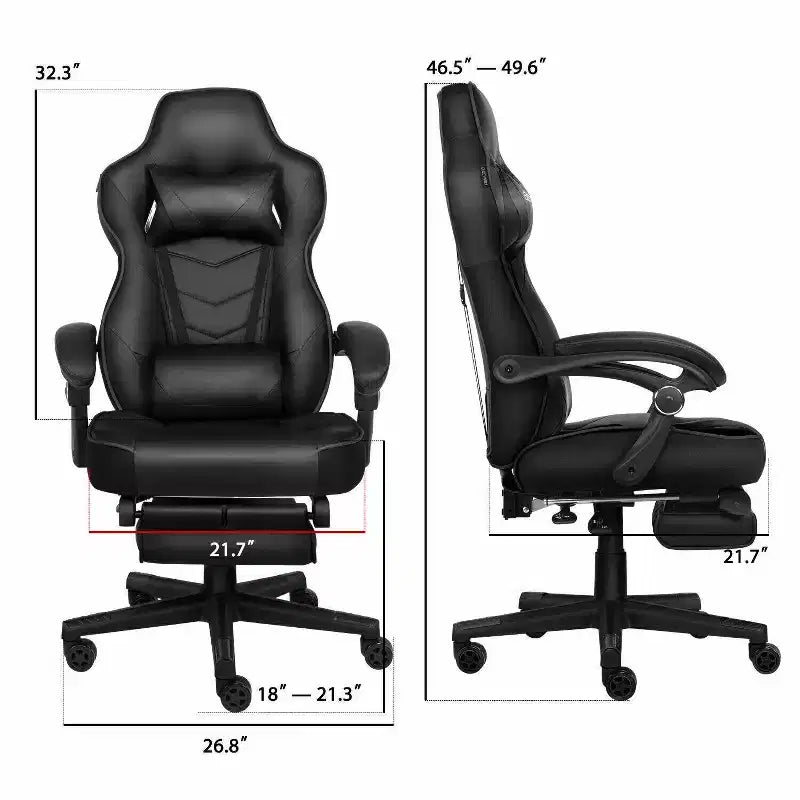 Gaming Chair with Footrest and Lumbar Support, Breathable Computer Chair with Pocket Spring Cushion