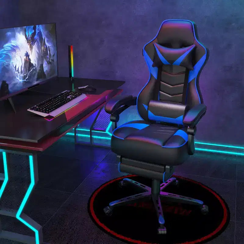 Gaming Chair with Footrest and Lumbar Support, Breathable Computer Chair with Pocket Spring Cushion