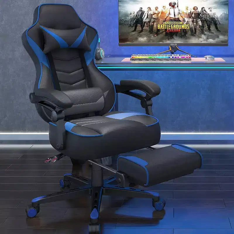 Gaming Chair with Footrest and Lumbar Support, Breathable Computer Chair with Pocket Spring Cushion