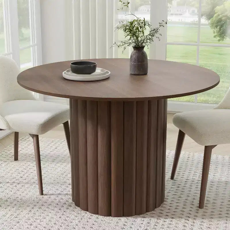 46" Round Solid Wood Dining Table for 4
