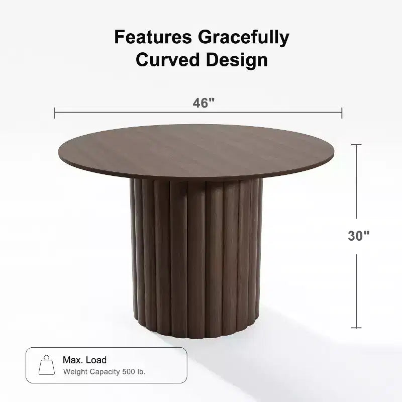 46" Round Solid Wood Dining Table for 4