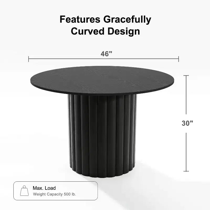 46" Round Solid Wood Dining Table for 4