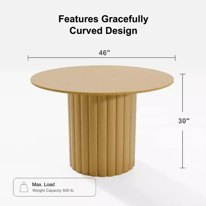 46" Round Solid Wood Dining Table for 4