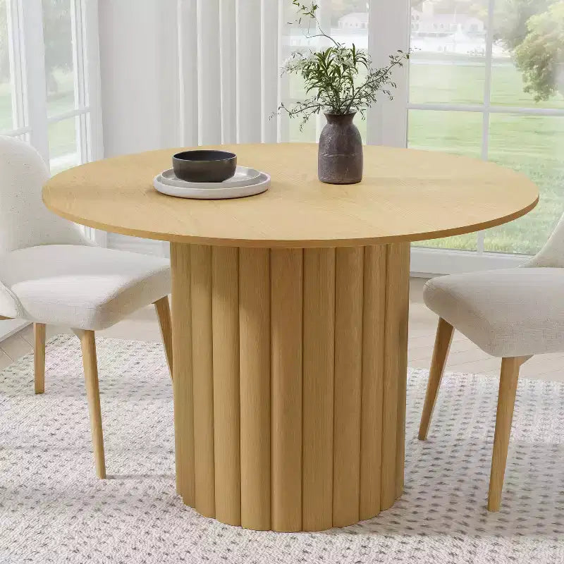 46" Round Solid Wood Dining Table for 4