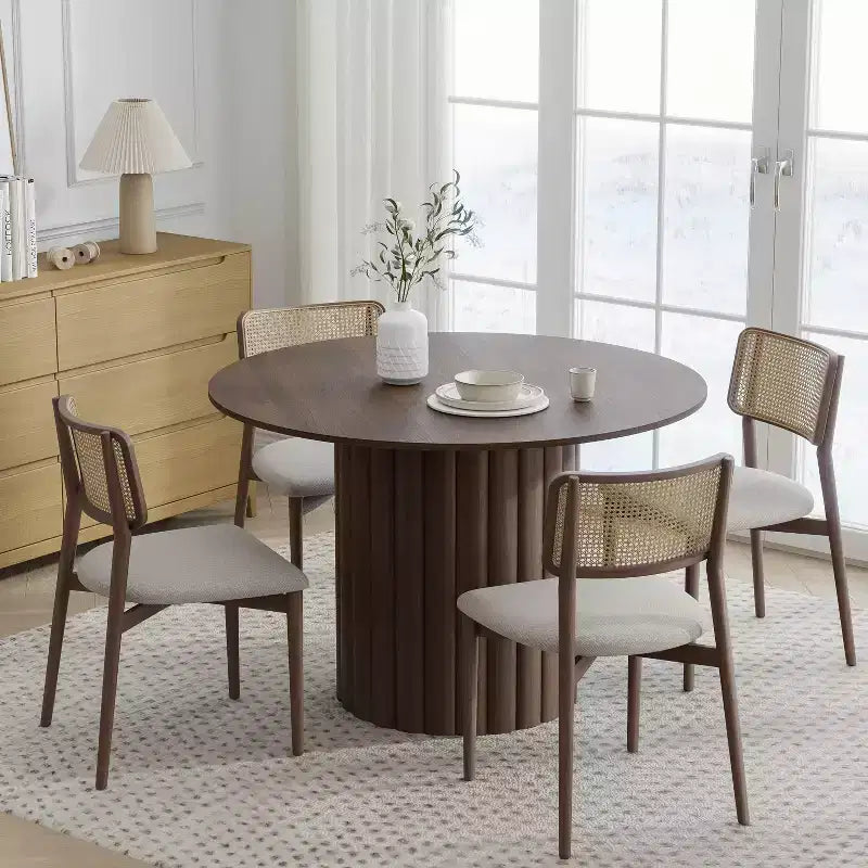 46" Round Solid Wood Dining Table for 4