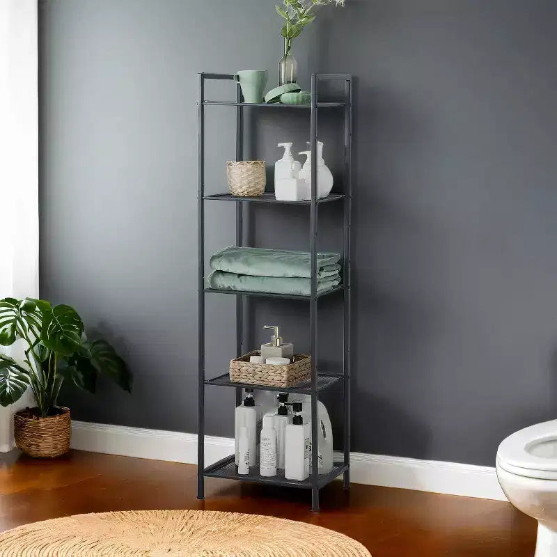 5-Tier Storage Rack with Adjustable Shelves for Bathroom, Living Room, Balcony & Kitchen