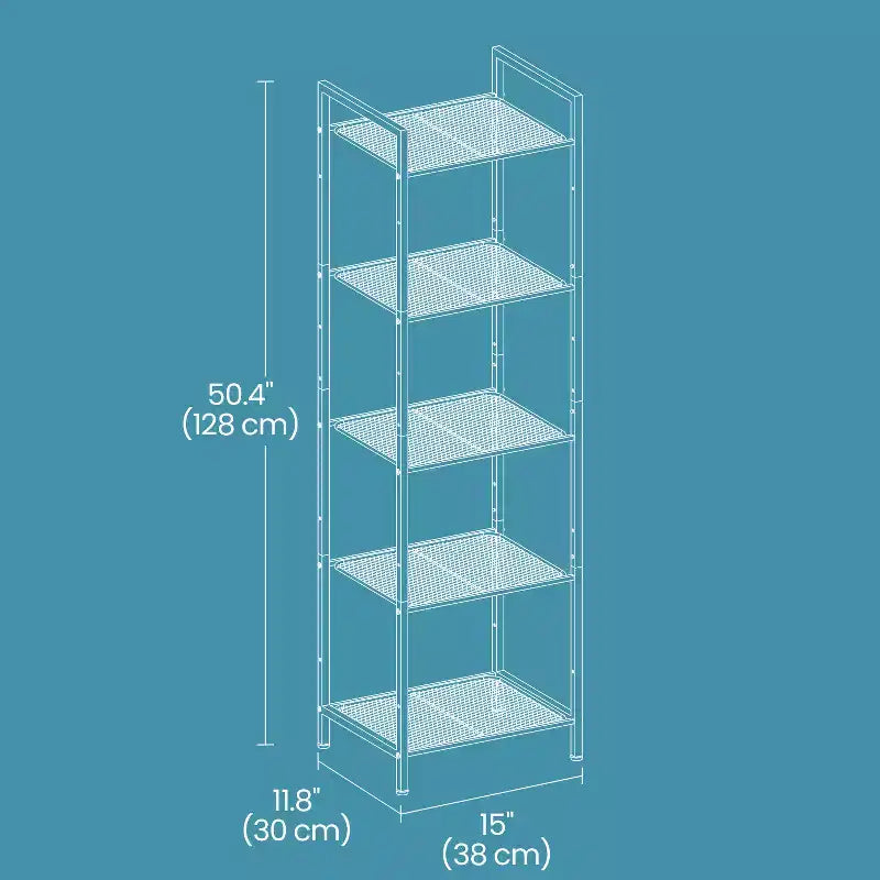 5-Tier Storage Rack with Adjustable Shelves for Bathroom, Living Room, Balcony & Kitchen