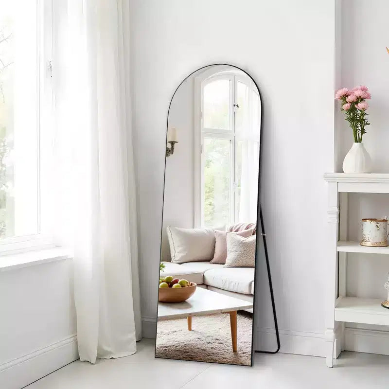71x31 Arch Solid Wood Full Length Mirror Floor Mirror in Black