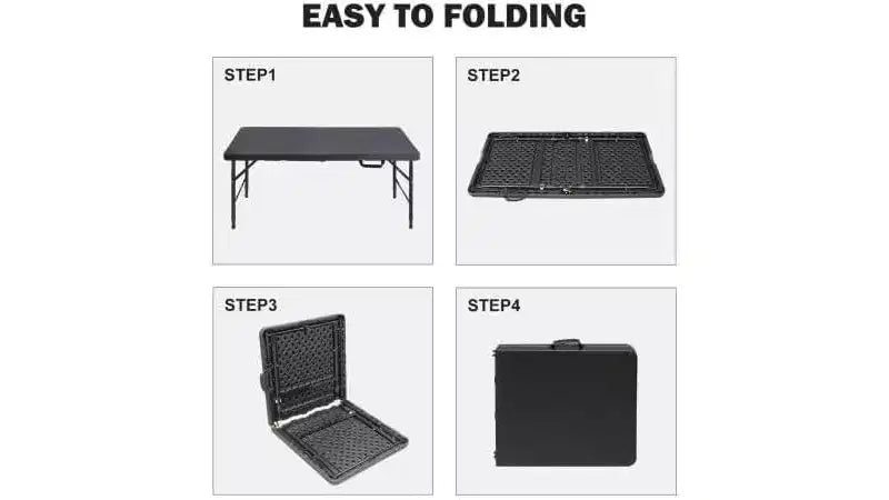 Heavy Duty 4FT Folding Table – Waterproof, Portable, 300 lbs Capacity