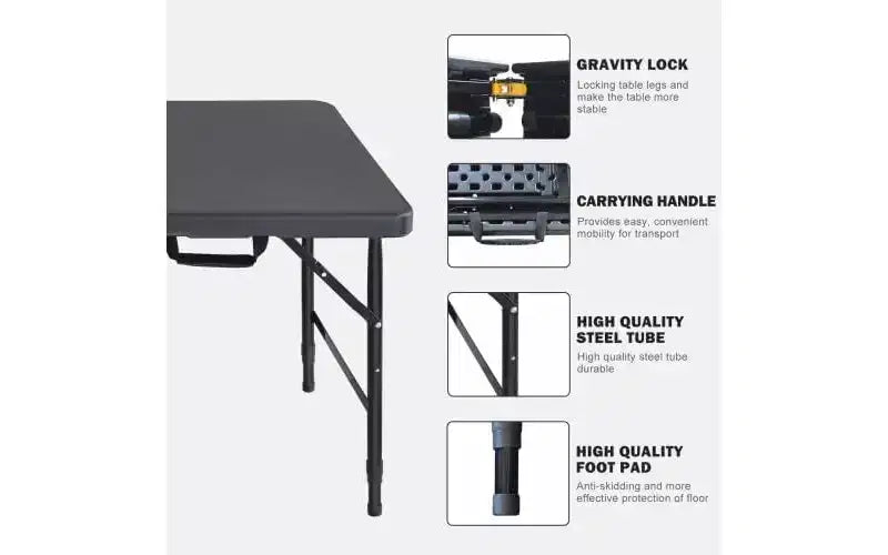 Heavy Duty 4FT Folding Table – Waterproof, Portable, 300 lbs Capacity