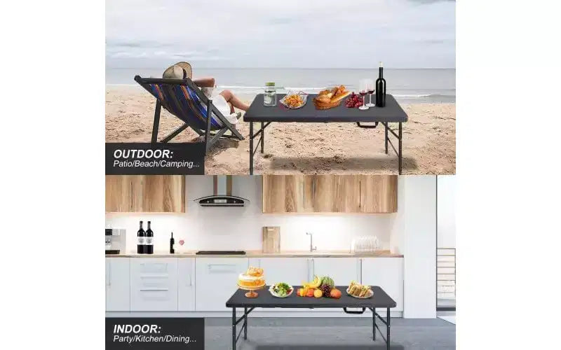 Heavy Duty 4FT Folding Table – Waterproof, Portable, 300 lbs Capacity