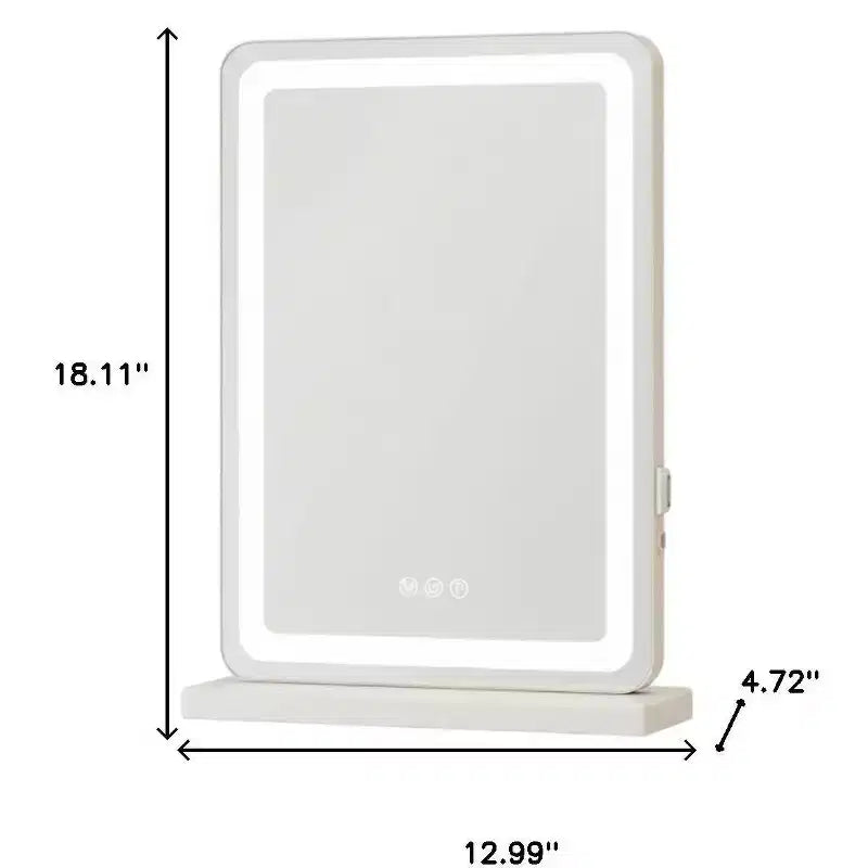 18" Clear Lighted Freestanding Frameless Makeup Shaving Tabletop Mirror