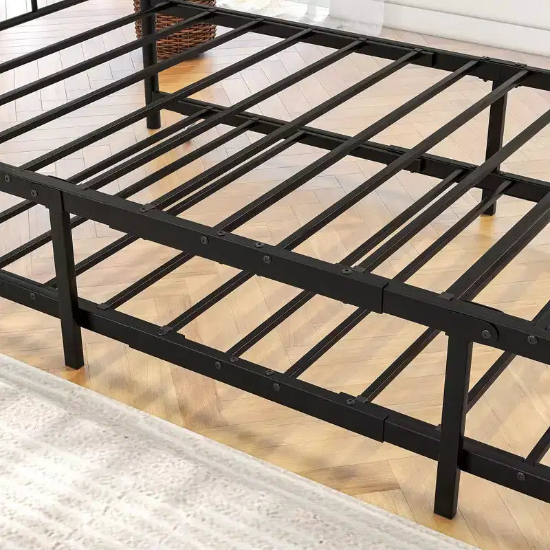 Twin Size Metal Daybed with Trundle, 2-in-1 Sofa Bed, Space-Saving for Guest Room & Living Room, Black