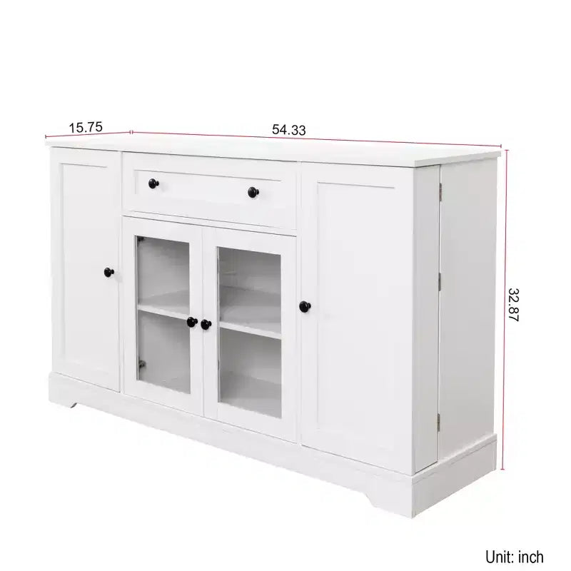 Farmhouse Sideboard Buffet Cabinet with Drawer & Adjustable Shelves