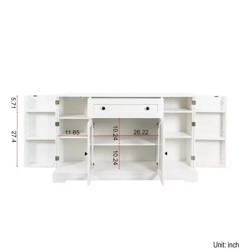 Farmhouse Sideboard Buffet Cabinet with Drawer & Adjustable Shelves
