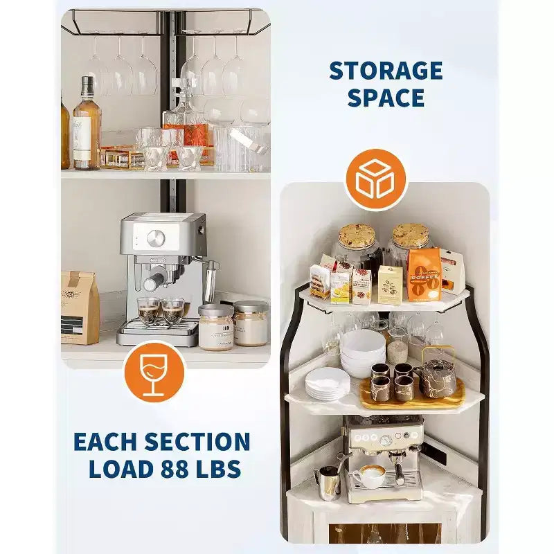 4-Tier Corner Storage Shelf, Freestanding Foldable Cabinet, Industrial Metal and Wood Rack for Small Spaces