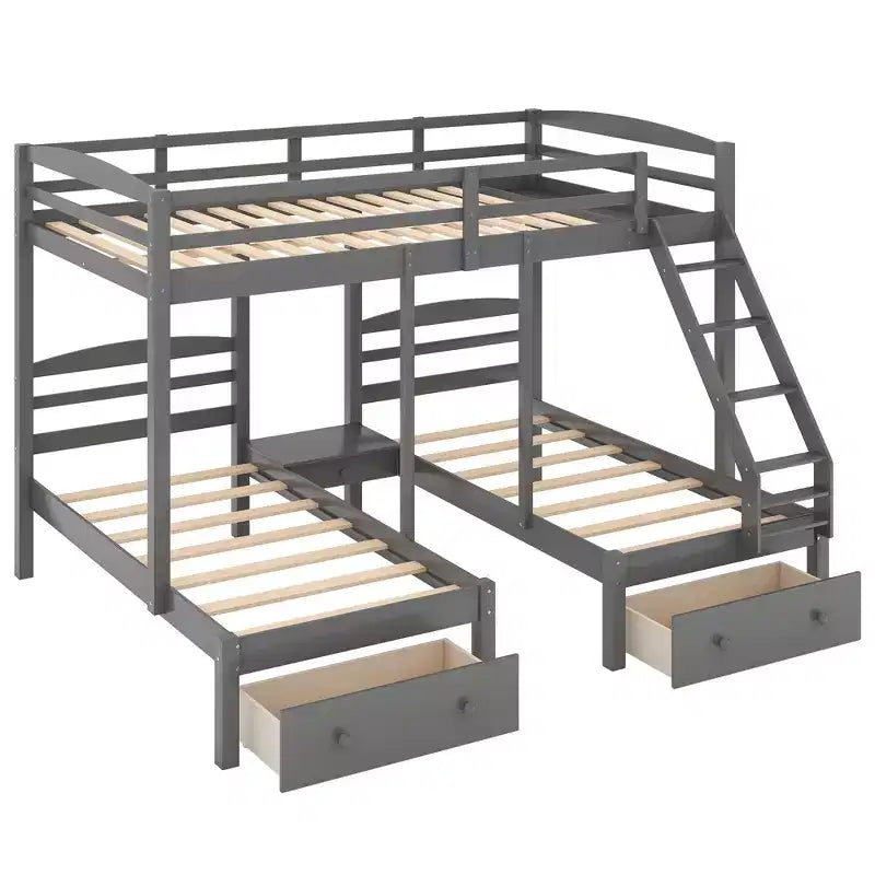 Triple Bunk Bed with Drawers
