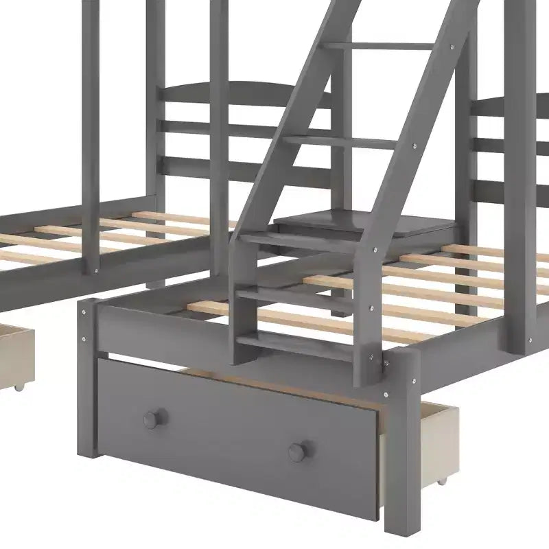 Triple Bunk Bed with Drawers