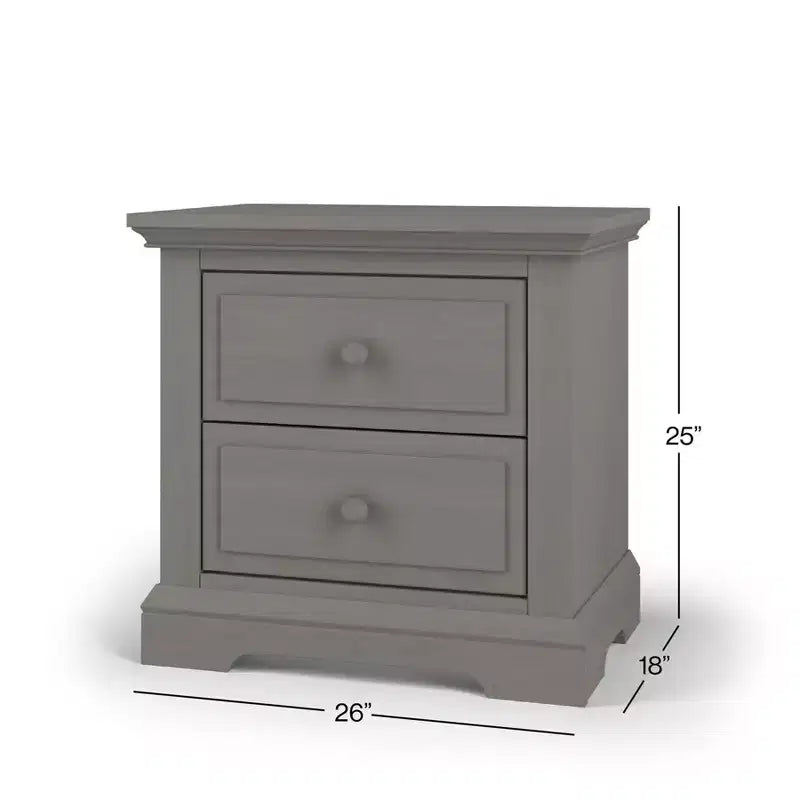 2 Drawer Nightstand for Nursery or Bedroom – Sturdy Pinewood, Non-Toxic Finish
