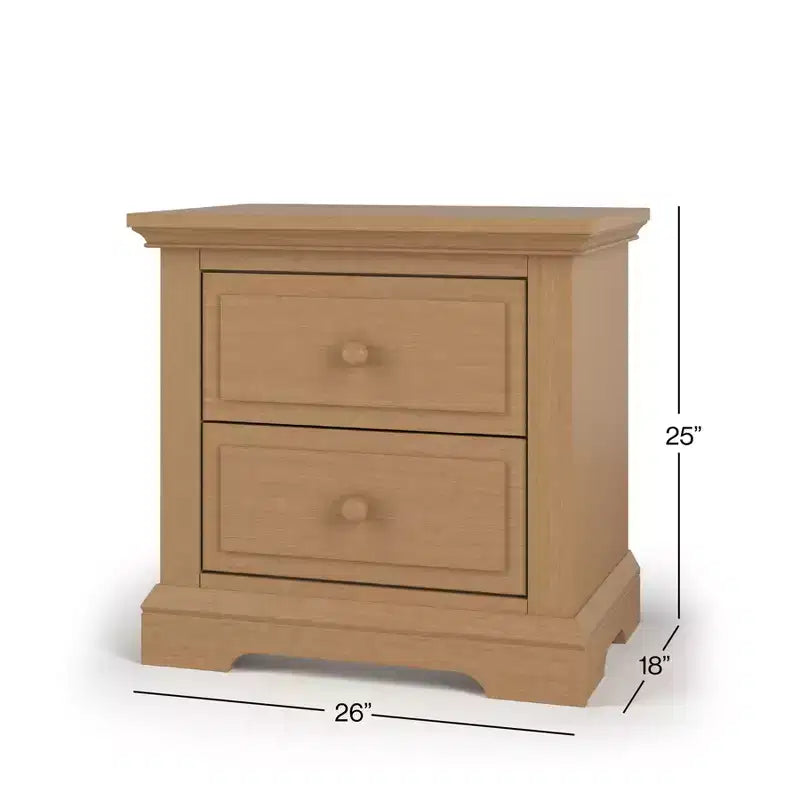 2 Drawer Nightstand for Nursery or Bedroom – Sturdy Pinewood, Non-Toxic Finish