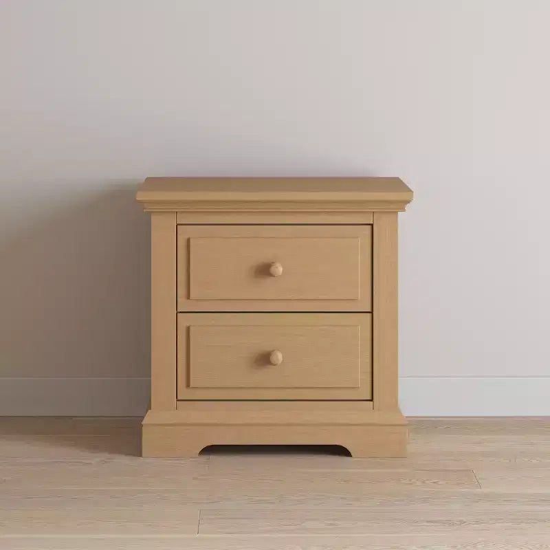 2 Drawer Nightstand for Nursery or Bedroom – Sturdy Pinewood, Non-Toxic Finish