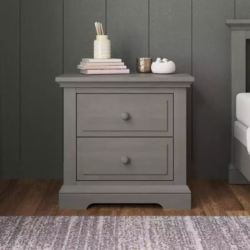 2 Drawer Nightstand for Nursery or Bedroom – Sturdy Pinewood, Non-Toxic Finish
