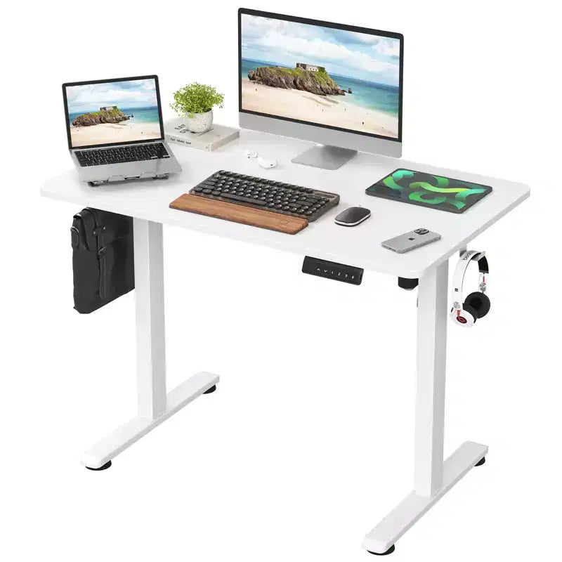 40 x 24-inch Electric Height-Adjustable Standing Desk with Splice Board, Sit-Stand Home Office Desk