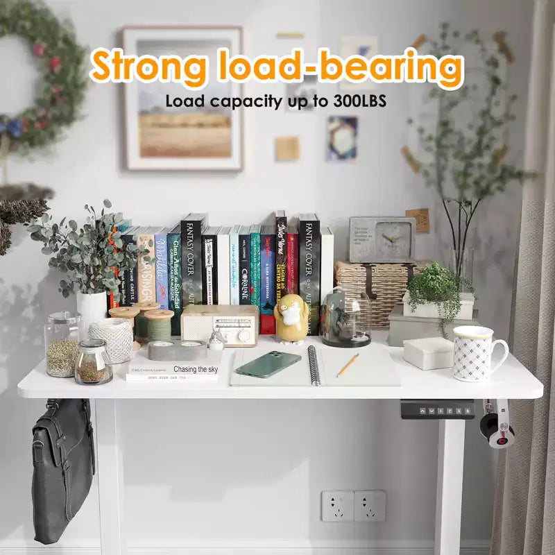 40 x 24-inch Electric Height-Adjustable Standing Desk with Splice Board, Sit-Stand Home Office Desk