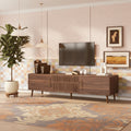 Meuble TV de style scandinave avec 2 tiroirs – Console média pour téléviseurs jusqu'à 75 pouces, Centre de divertissement avec rangement