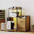 Black Rustic Wood Printer Stand with Iron Frame Storage Cabinet