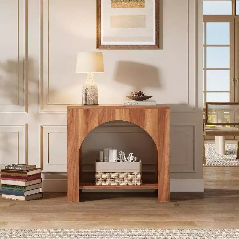 Farmhouse End Table with Wooden Pedestal, Large Sofa Side and Bedside Storage Nightstand for Living Room, Bedroom