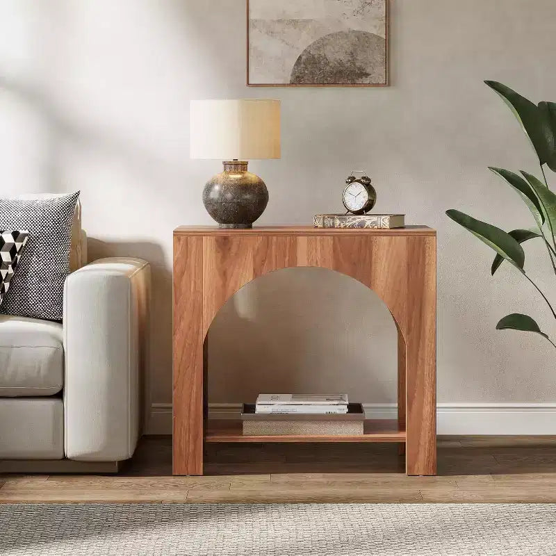 Farmhouse End Table with Wooden Pedestal, Large Sofa Side and Bedside Storage Nightstand for Living Room, Bedroom