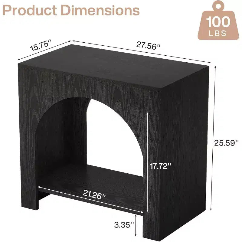 Farmhouse End Table with Wooden Pedestal, Large Sofa Side and Bedside Storage Nightstand for Living Room, Bedroom