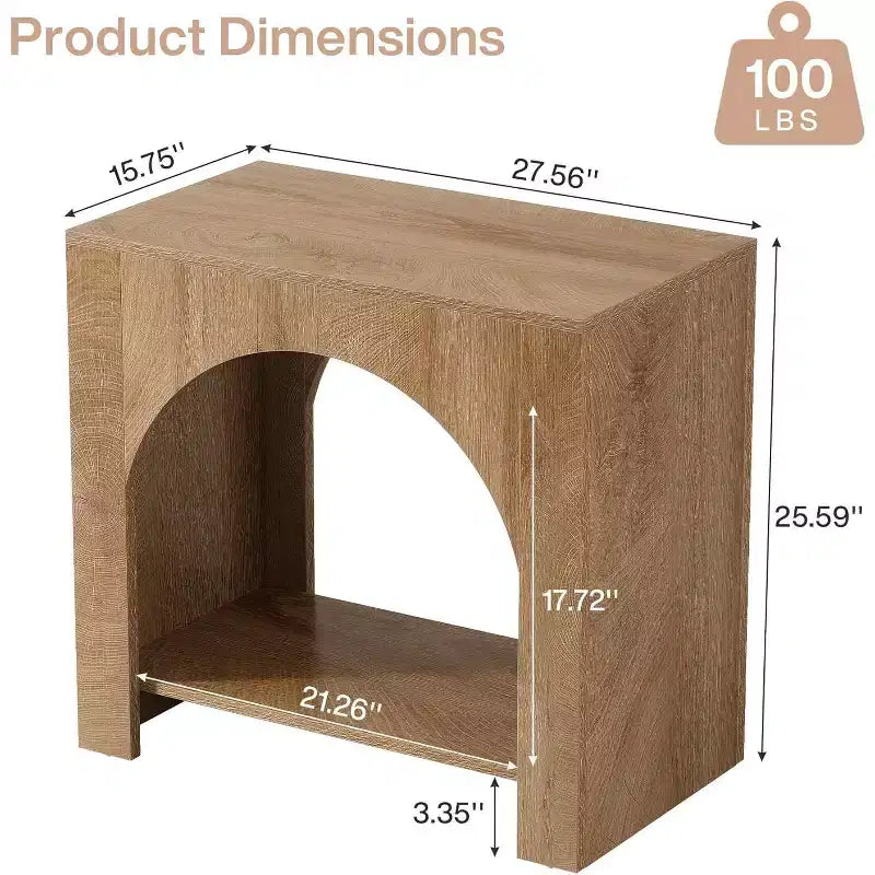 Farmhouse End Table with Wooden Pedestal, Large Sofa Side and Bedside Storage Nightstand for Living Room, Bedroom