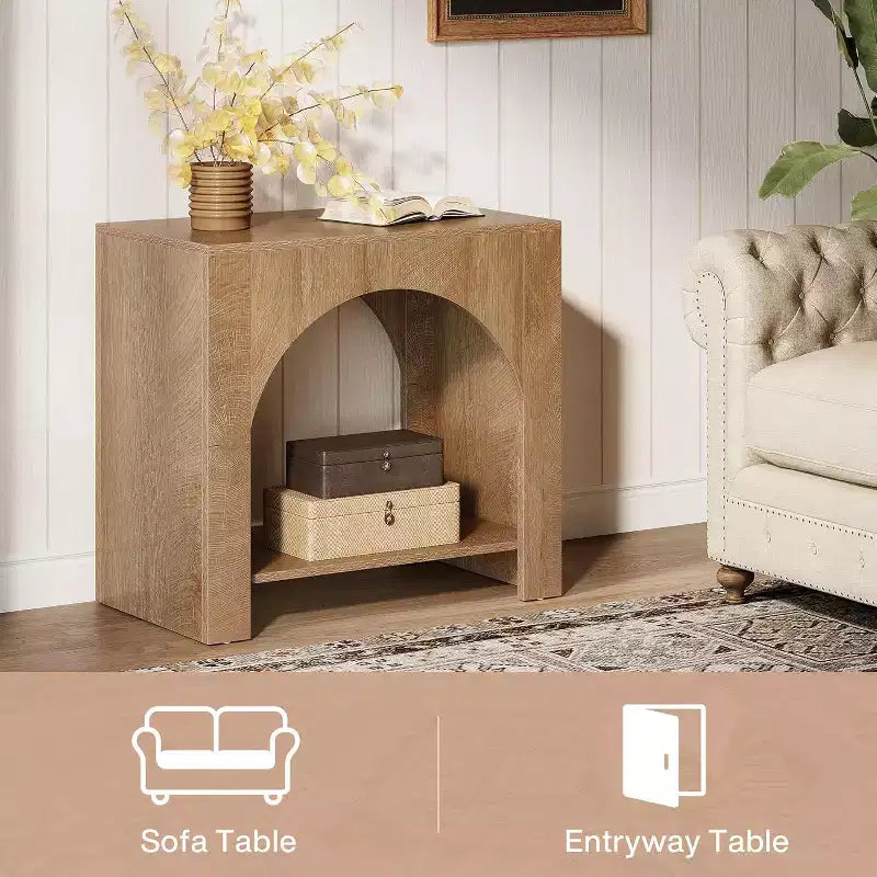 Farmhouse End Table with Wooden Pedestal, Large Sofa Side and Bedside Storage Nightstand for Living Room, Bedroom