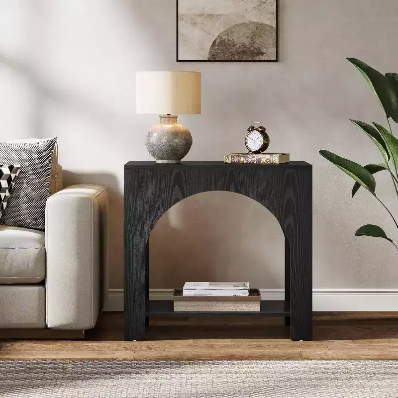 Farmhouse End Table with Wooden Pedestal, Large Sofa Side and Bedside Storage Nightstand for Living Room, Bedroom