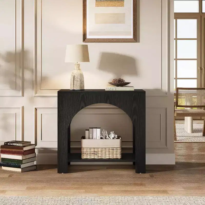 Farmhouse End Table with Wooden Pedestal, Large Sofa Side and Bedside Storage Nightstand for Living Room, Bedroom