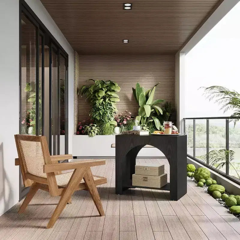 Farmhouse End Table with Wooden Pedestal, Large Sofa Side and Bedside Storage Nightstand for Living Room, Bedroom