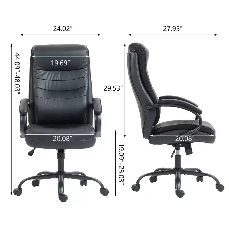 High Back Executive Office Chair with Adjustable Height & Fixed Arms